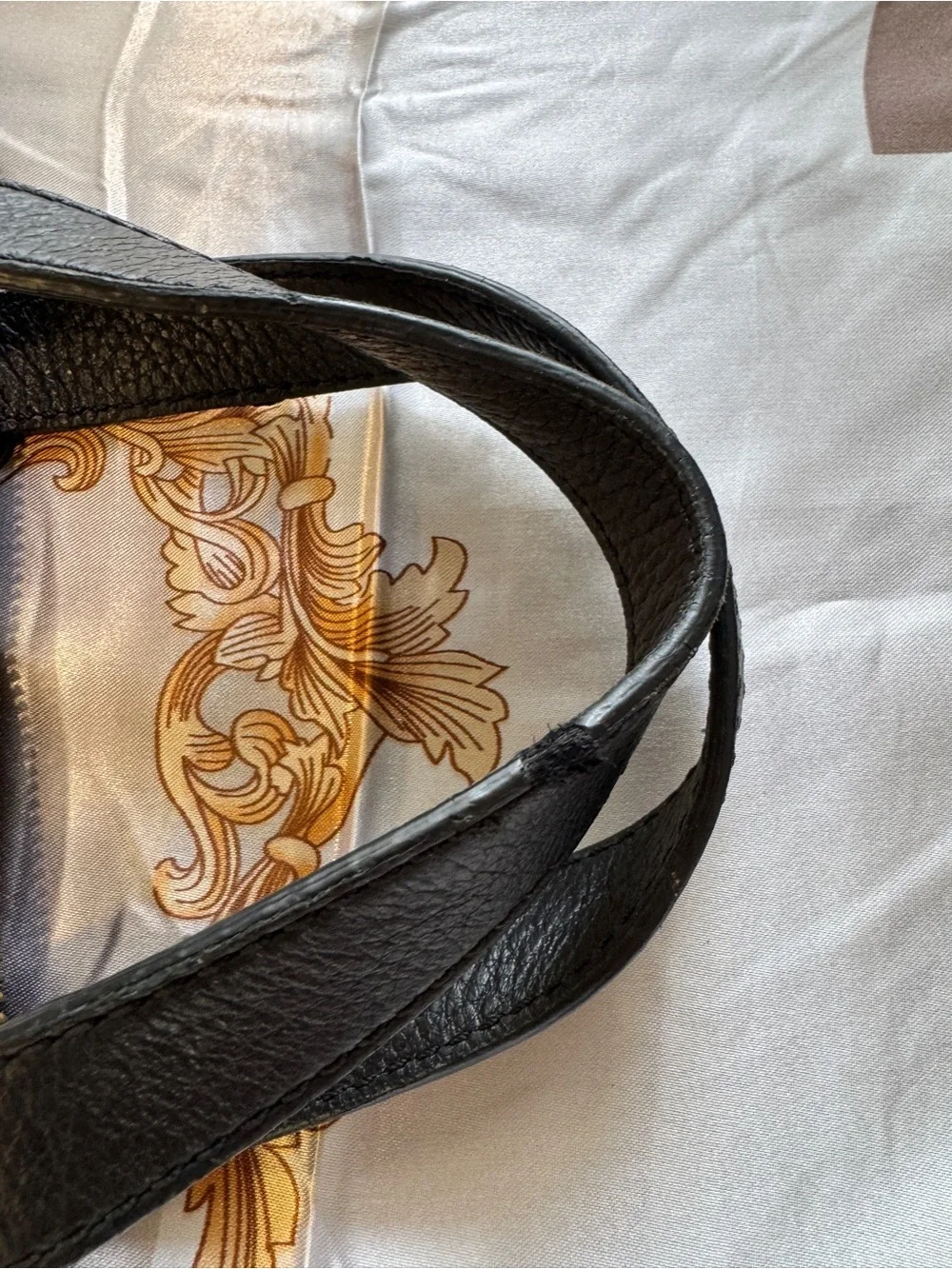 Fossil Tri-Color Pebbled Leather Satchel — Black, Brown & Cream